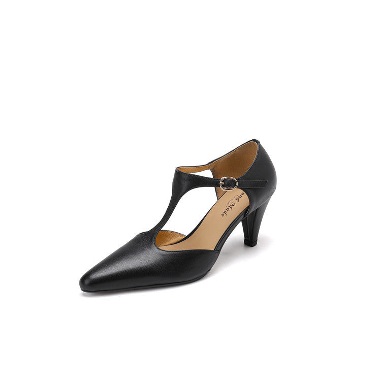 Sandale retro cu toc înalt și baretă în T de Cristina Gore