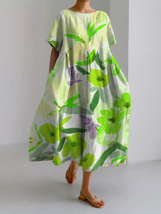 Rochie midi de vară Cristina Gore cu imprimeu floral artistic