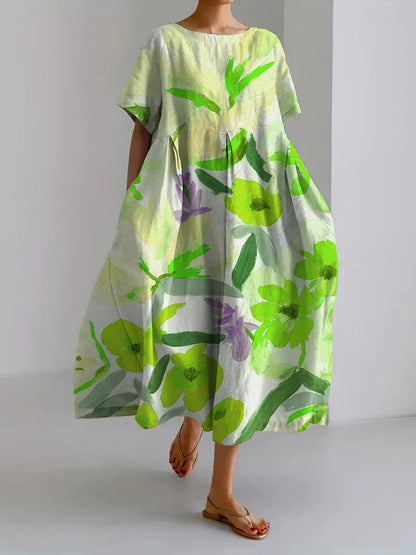 Rochie midi de vară Cristina Gore cu imprimeu floral artistic