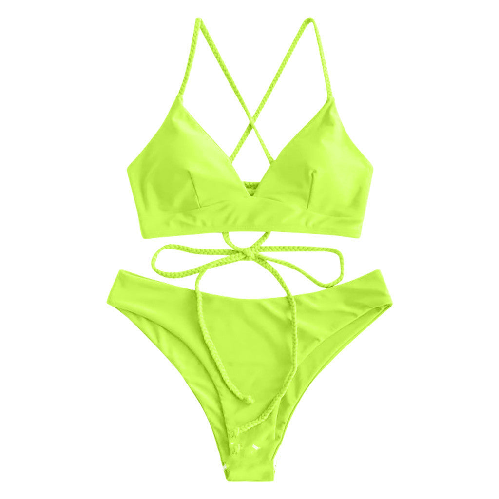 Bikini solid cu bretele de Cristina Gore
