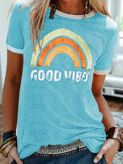 Tricou Cristina Good Vibes - Stil retro cu imprimeu