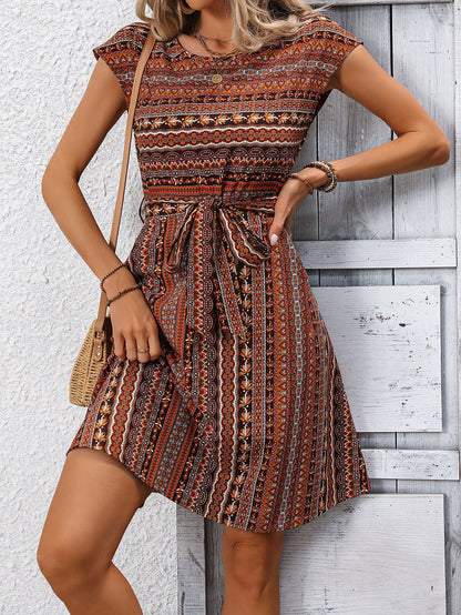 Rochie tip A cu imprimeu boho, stil de vară Cristina Gore