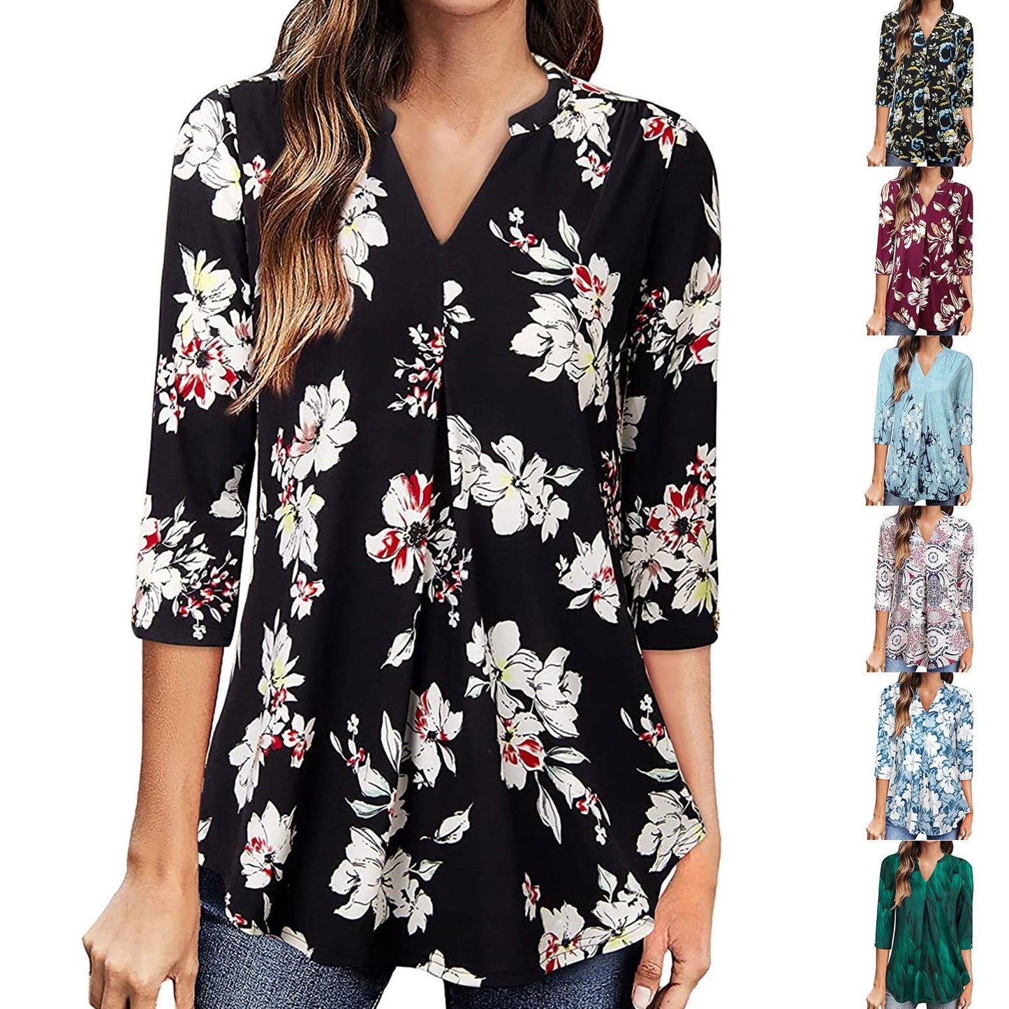 Floral V-Neck Top by Cristina Gore