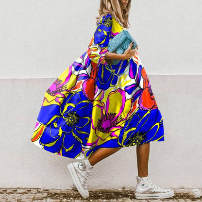 Rochie maxi boemă Cristina - Imprimeu floral îndrăzneț