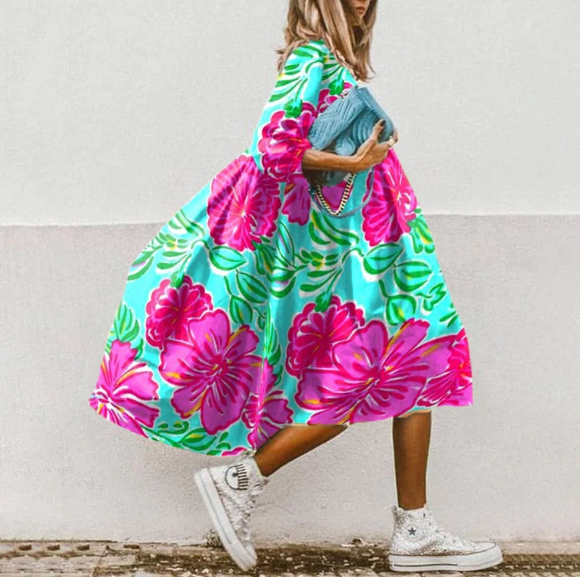 Rochie maxi boemă Cristina - Imprimeu floral îndrăzneț