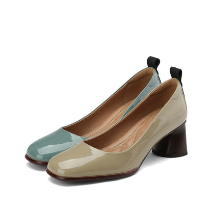 Pantofi cu toc plat din piele Cristina - Design simplu