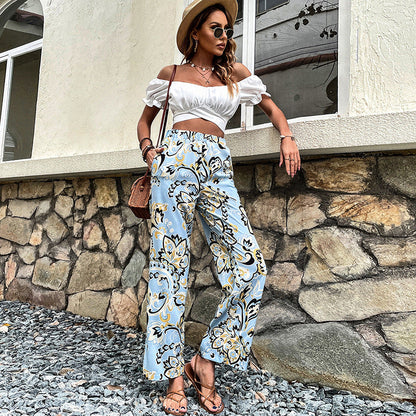 Pantaloni drepți cu imprimeu floral de Cristina Gore