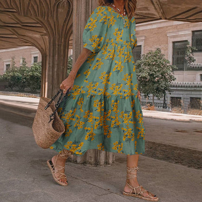 Rochie midi de vară cu imprimeu floral Cristina Gore