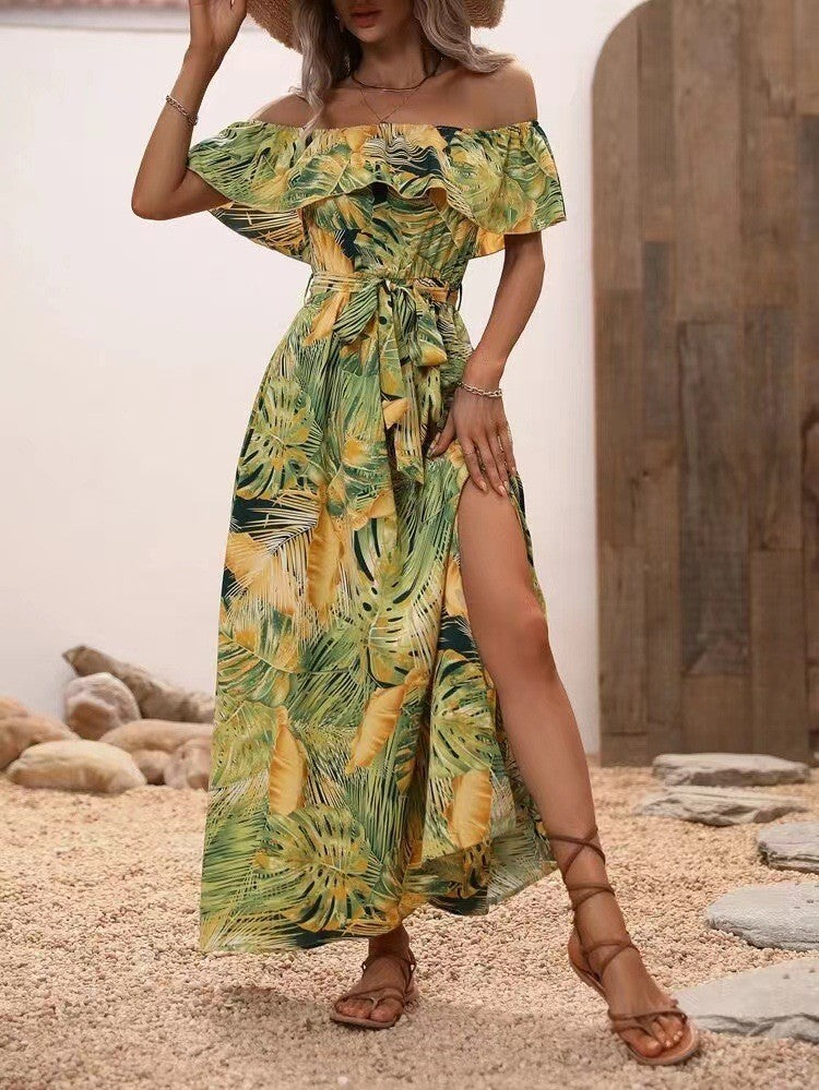 Rochie maxi elegantă cu volane florale Cristina Gore