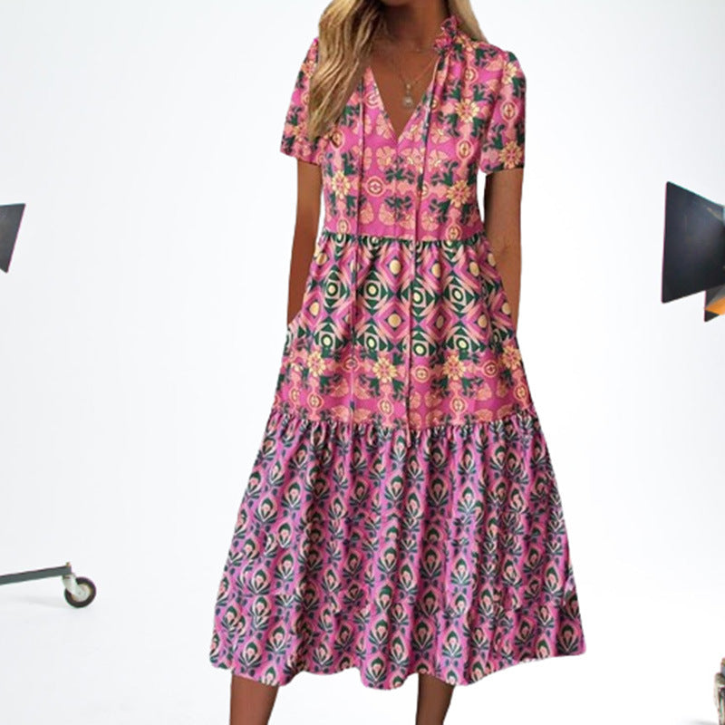 Rochie midi de vară cu imprimeu vibrant Cristina Gore