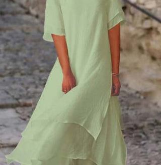 Rochie maxi Cristina cu strat dublu și mâneci despicate