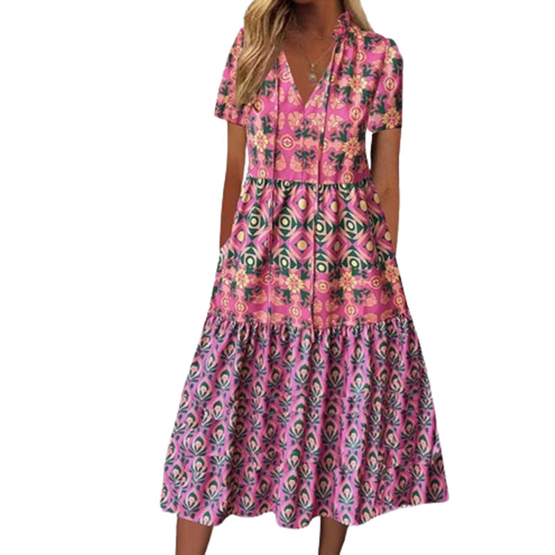 Rochie midi de vară cu imprimeu vibrant Cristina Gore