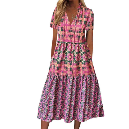 Rochie midi de vară cu imprimeu vibrant Cristina Gore