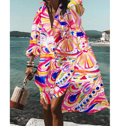 Bluză de plajă cu imprimeu Cristina - Vestă cu mânecă lungă