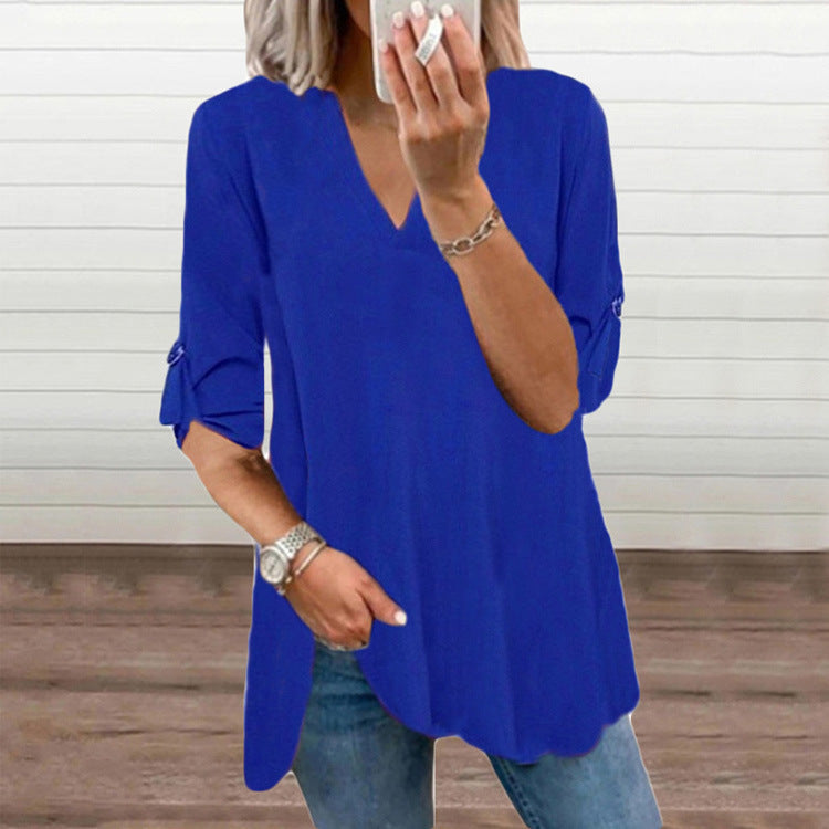 Chic V-Neck Loose Chiffon Top by Cristina Gore