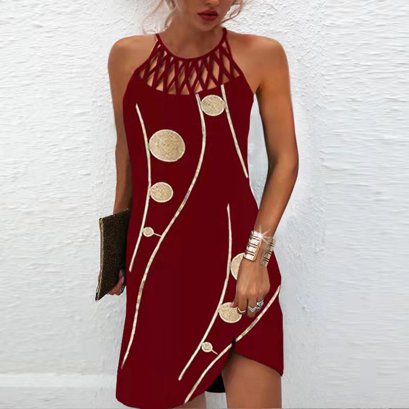 Rochie elegantă cu imprimeu halterneck de Cristina Gore