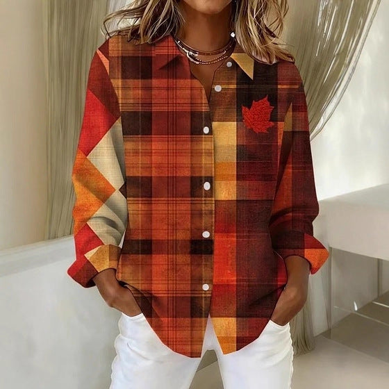 Plaid Colorblock Cristina Gore Long Sleeve Blouse