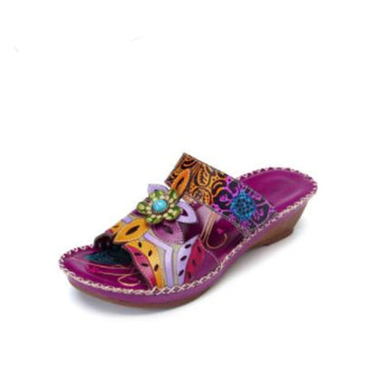 Sandale etnice Cristina - Model cu platformă în blocuri de culoare