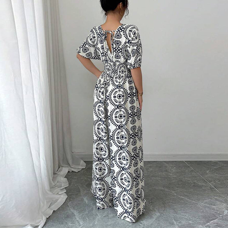 Salopetă elegantă cu imprimeu boho de la Cristina Gore