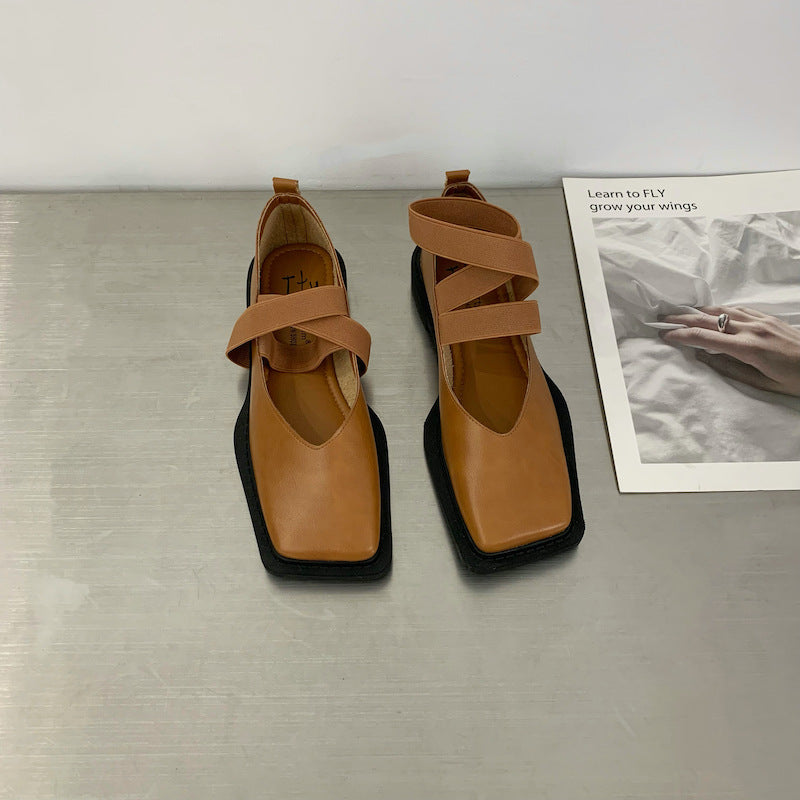 Pantofi Cristina retro cu vârf pătrat - Confort la toc jos