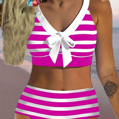 Bikini cu talie înaltă și dungi Cristina – Din nou detaliu