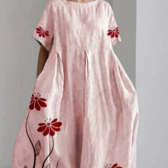 Rochie maxi Cristina cu imprimeu digital 3D și imprimeu confortabil