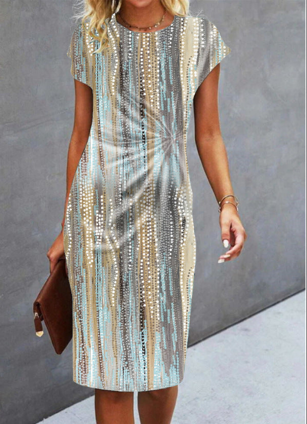 Rochie plisată slim Cristina - Inspirație elegantă a imprimeurilor