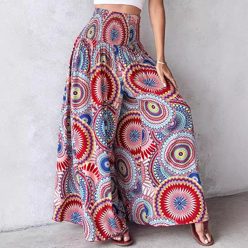 Pantaloni retro florali cu picior larg de Cristina Gore