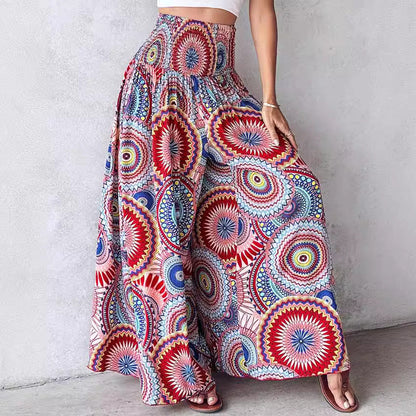 Pantaloni retro florali cu picior larg de Cristina Gore