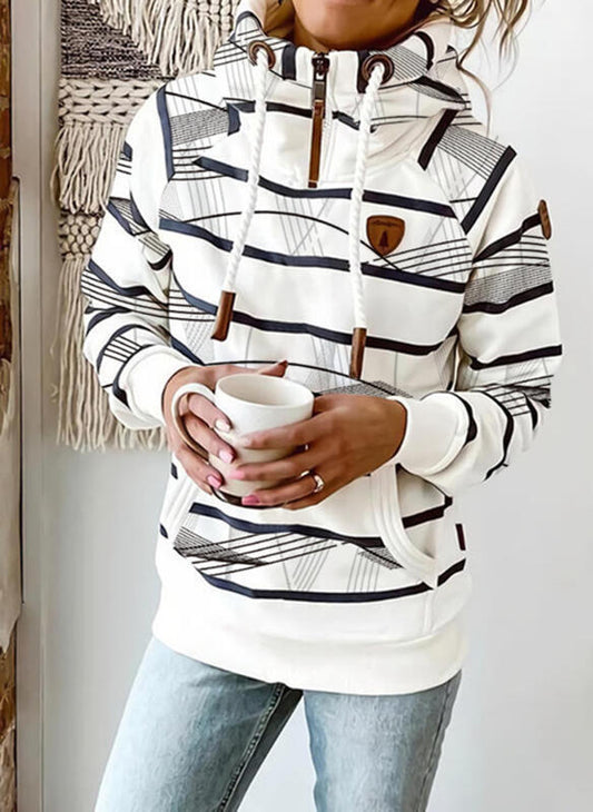 Hanorac cu dungi Cristina - Amestec de bumbac, croială mulată