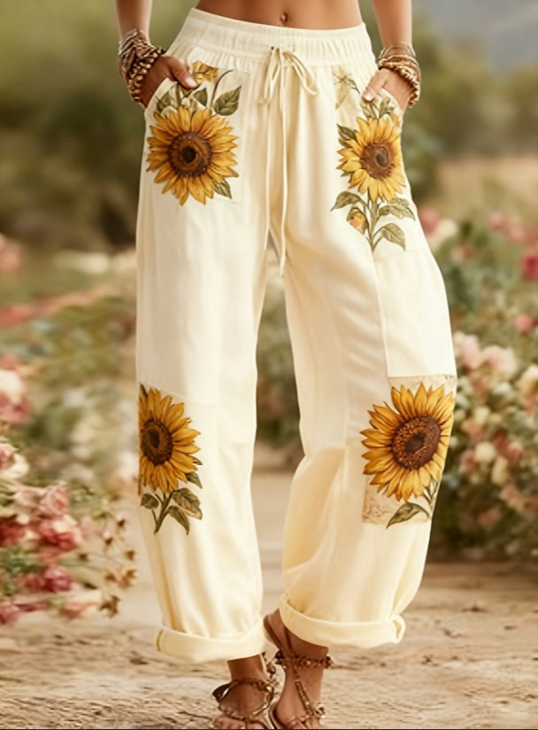 Boho Sunflower Cristina Gore Floral Lantern Pants