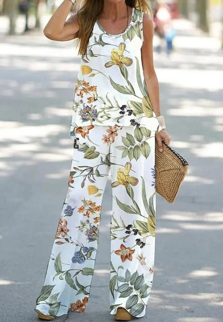 Set Cristina cu imprimeu - Set elegant cu picior larg