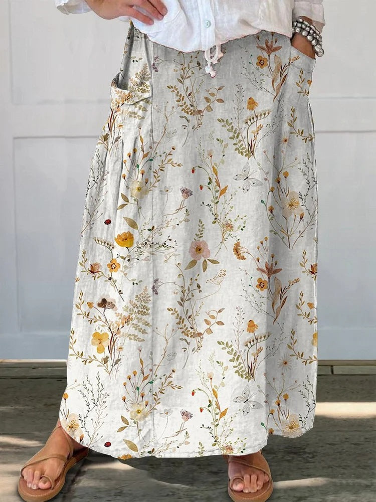 Fustă retro cu buzunar Cristina Gore, model floral, de zi cu zi
