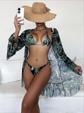 Tropical Print Cristina Gore Bikini Kimono Set