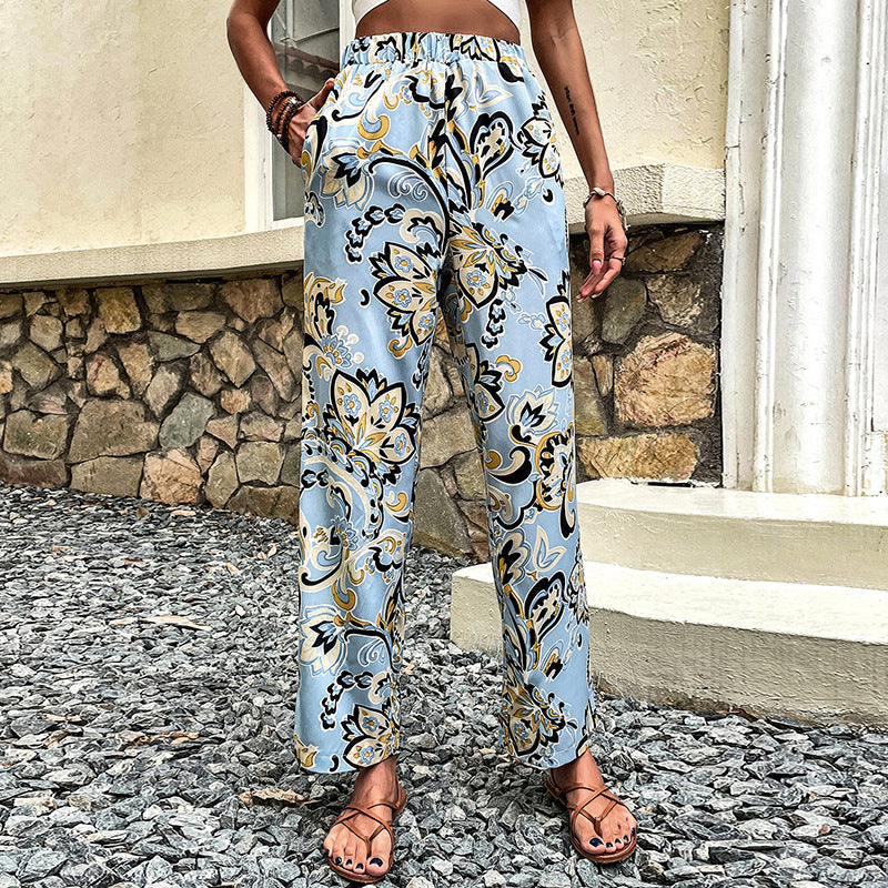 Pantaloni drepți cu imprimeu floral de Cristina Gore