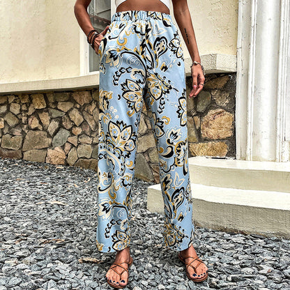 Pantaloni drepți cu imprimeu floral de Cristina Gore