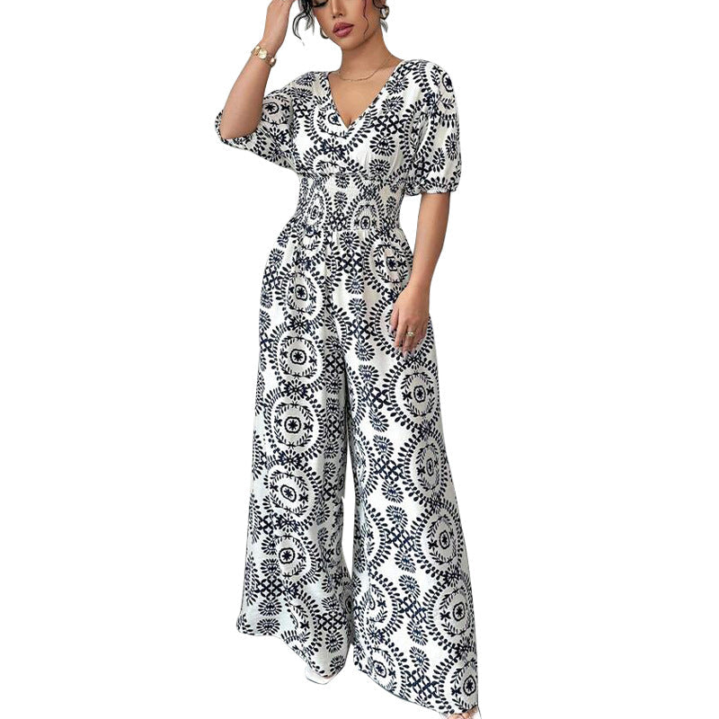 Salopetă elegantă cu imprimeu boho de la Cristina Gore