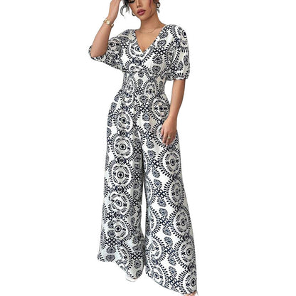 Salopetă elegantă cu imprimeu boho de la Cristina Gore