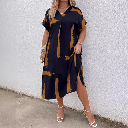 Rochie maxi Dolman cu imprimeu geometric modern Cristina Gore