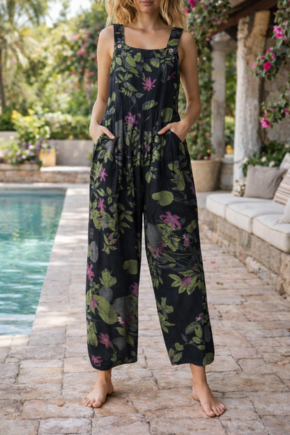 Salopetă cu bretele și imprimeu floral patchwork Cristina Gore