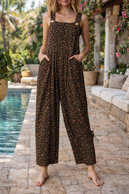 Salopetă cu bretele și imprimeu floral patchwork Cristina Gore