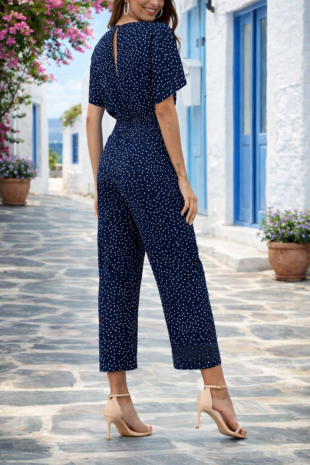 Salopetă elegantă cu imprimeu floral Cristina Gore, inspirată de Pinterest