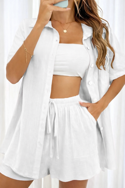 Set elegant cămașă și pantaloni scurți Cristina Gore