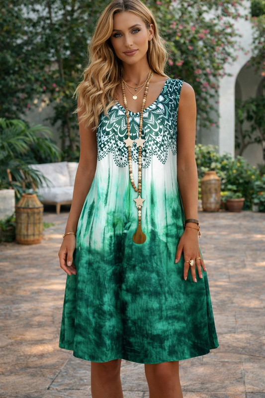 Rochie fără mâneci cu imprimeu boho de Cristina Gore