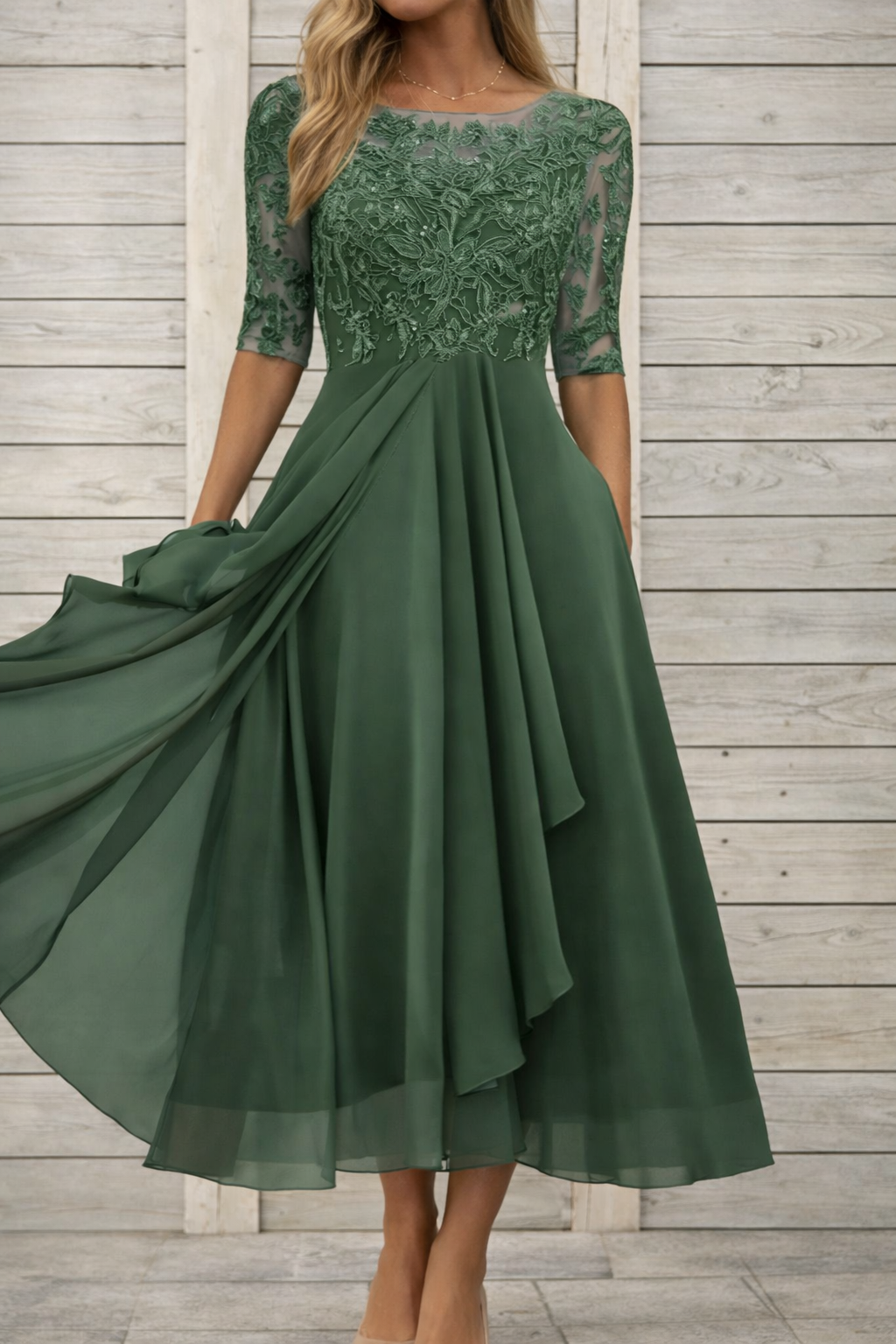 Rochie de seară midi elegantă din dantelă Cristina Gore