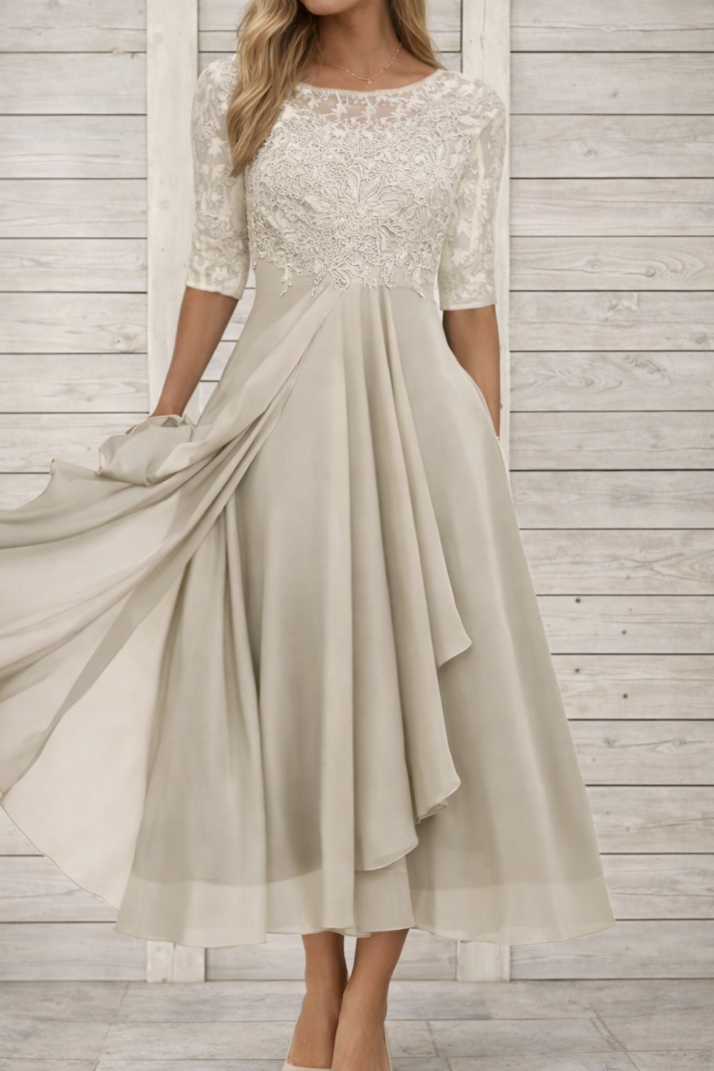 Rochie de seară midi elegantă din dantelă Cristina Gore