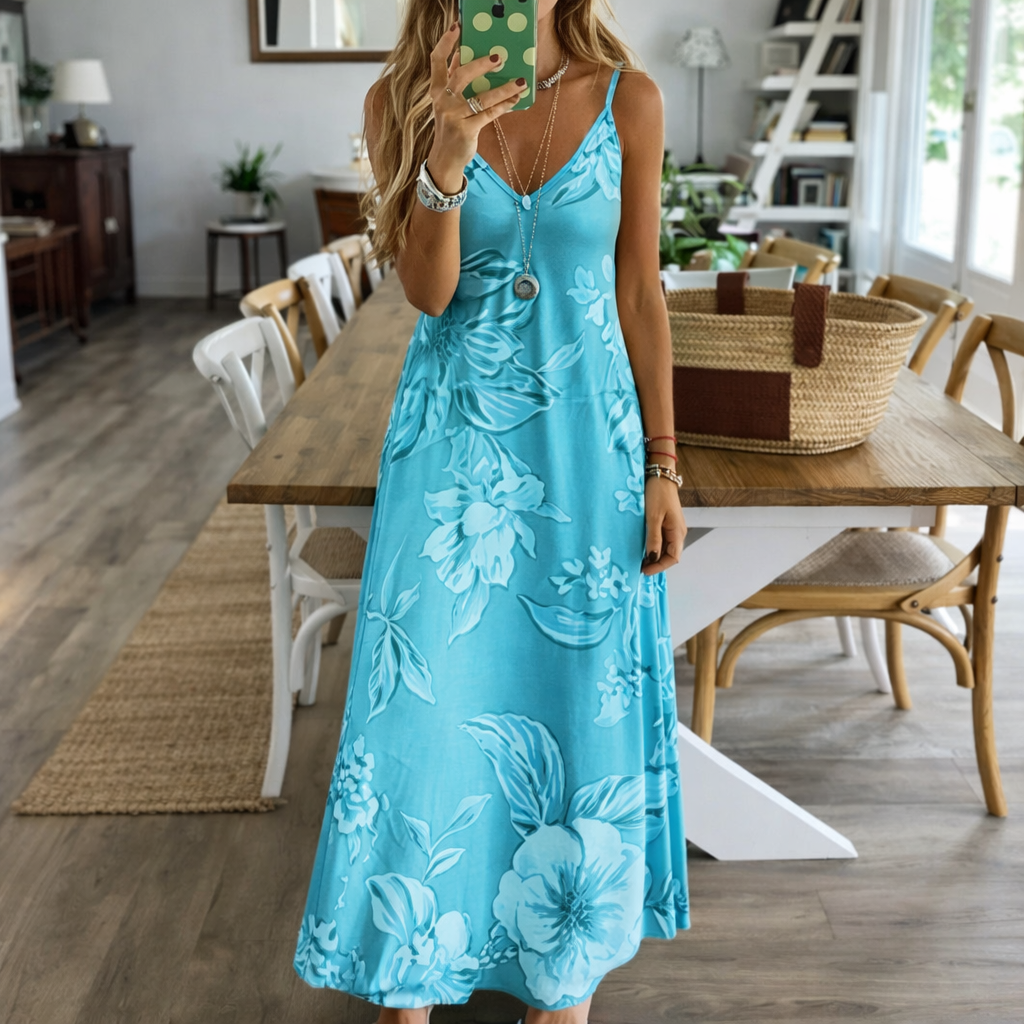 Rochie maxi cu decolteu floral de Cristina Gore