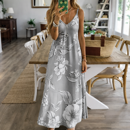 Rochie maxi cu decolteu floral de Cristina Gore
