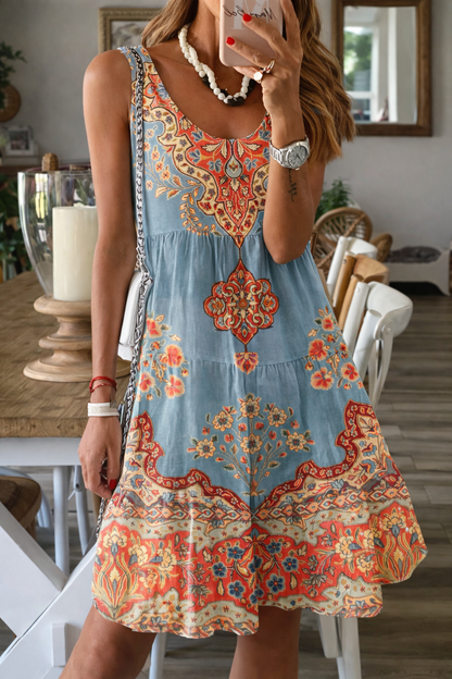 Rochie de vară fără mâneci cu imprimeu floral Cristina Gore