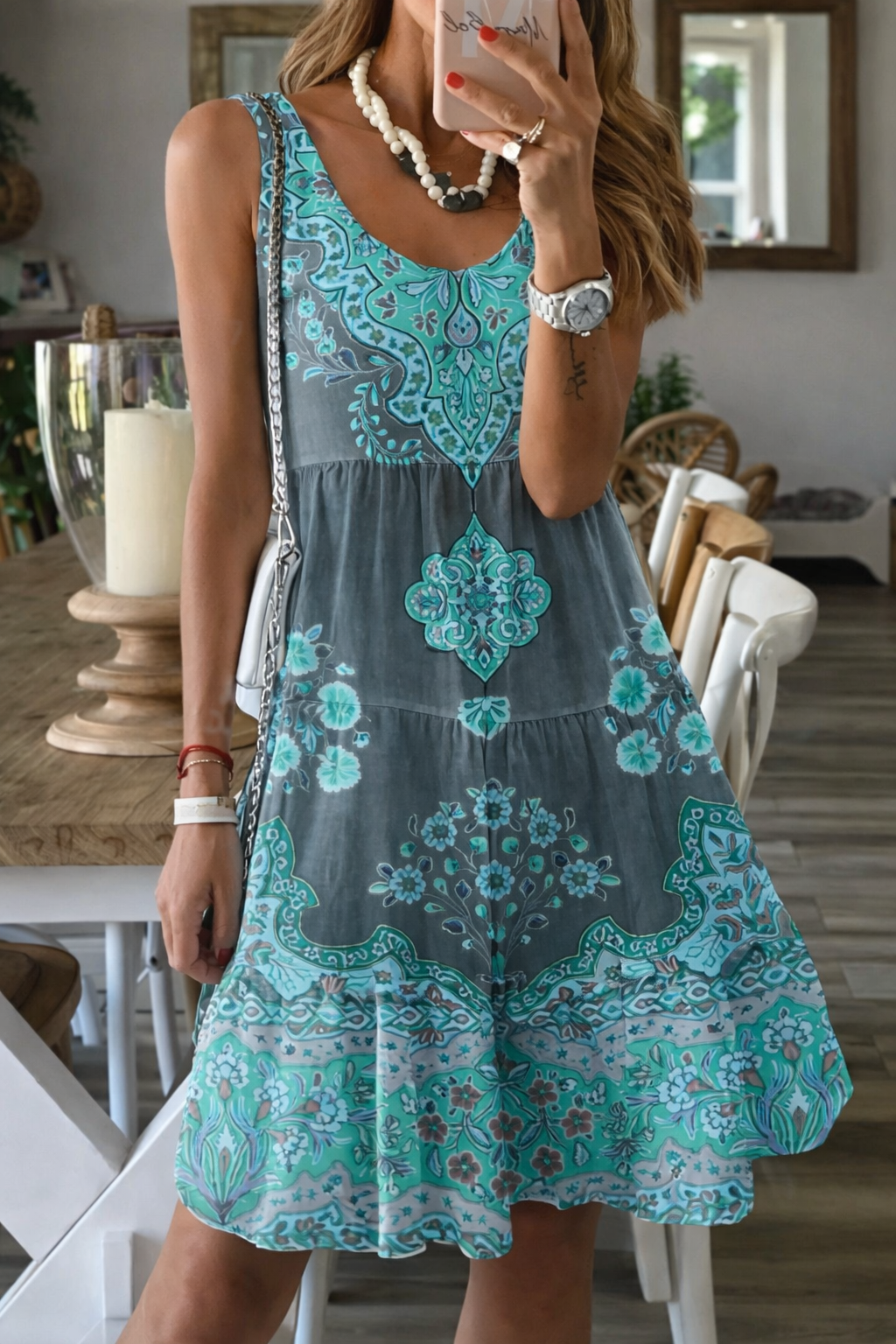 Rochie de vară fără mâneci cu imprimeu floral Cristina Gore